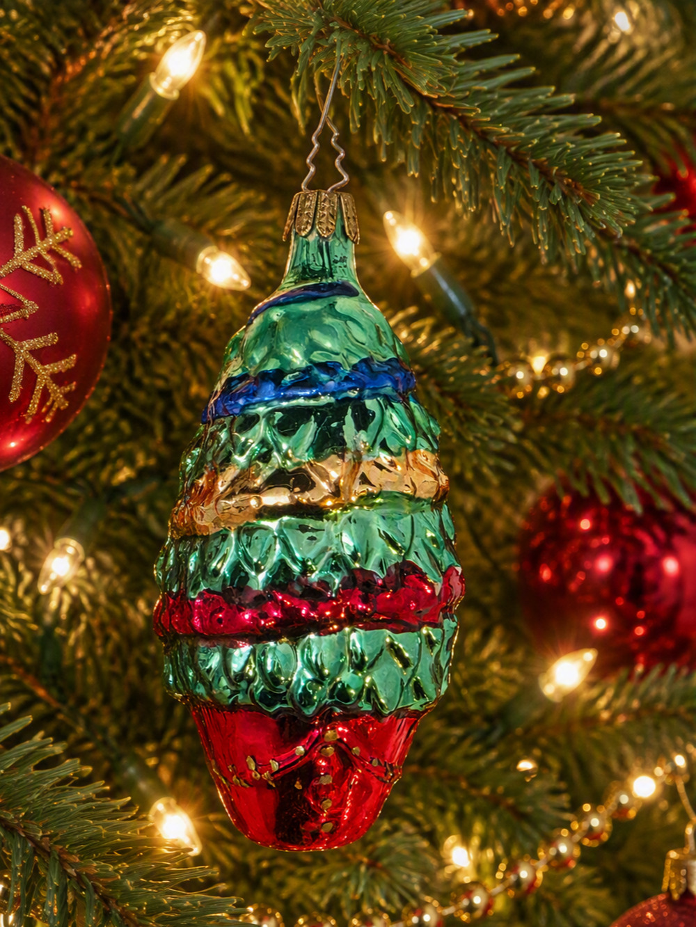 Inge Glas Christmas Tree German Glass Christmas Ornament 4.75"